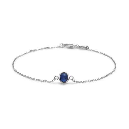 Cabochon armbånd i sterlingsølv med safir fra Mads Z 17–19 cm